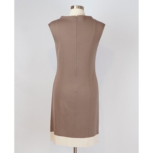 St John Knit Sleeveless Sheath Dress High Neck Cafe Brown - Size 6 - Picture 4 of 8